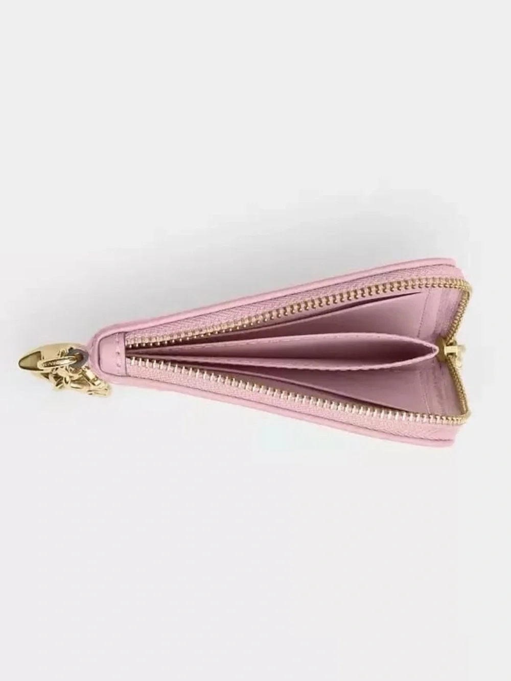 Coach Small Corner Zip Wallet with Charms in Gold/Light Pink Signature Denim NWT